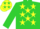 Lime green,yellow stars on back, lime green sleeves