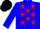 blue, red stars, black cap
