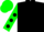 black, green maple leaf, green sleeves, black spots on green cap