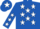 royal Blue, white stars, royal blue arms, white stars, royal blue cap, white star