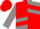 Red and grey quartered, red chevrons on grey sleeves, red cap
