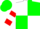White and forest green quarters, green sleeves, red hoop, green cap