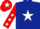 Dark blue body, white star, red arms, white stars, red cap, white star