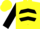 Yellow, black ball, yellow chevrons on black sleeves