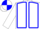 white, blue seams, blue armlet, quartered cap