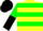 yellow, green hoops, green and black halved sleeves, black cap