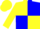 Yellow, Blue Quartered, Yellow sleeves, yellow cap