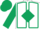white, dark green diamond, seams on sleeves and dark green cap