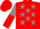 Red, Grey stars, Grey and Red halved sleeves, Red cap