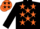Black, orange stars, orange and black chevrons on sleeves, orange cap, black stars