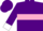 Purple, pink hoop, purple sleeves, pink armbands, white collar and cuffs, purple cap