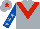Silver, red chevron, royal blue sleeves, silver stars, silver cap, red star