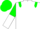 White, green four leaf clover, green epaulets, green and white halved sleeves, green cap