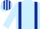Light blue, dark blue braces, dark blue armlet, striped cap
