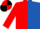 Red & royal blue halved, red & black quartered cap