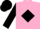 pink, black diamond, black sleeves, black cap, pink hoops, pink peak