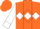 Orange, white diamond hoop, white diamond stripe and cuffs on sleeves