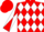 Red, white diamonds, red and white diagonal quartered sleeves, red cap