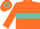 Tuquoise, neon orange 'g /', turquoise hoop on neon orange sleeves
