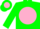 Green, pink ball with green shamrock, green sleeves