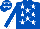 Royal blue, white stars, white seams on sleeves, royal blue cap, white stars