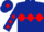 Dark blue, red triple diamond, dark blue sleeves, red stars, dark blue cap, red diamond