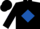 Black, royal blue diamond frame, blue armlets on black sleeves