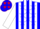 Blue, red and white stripes, red and blue stars on white sleeves