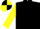 Black, yellow lightning bolt, yellow sleeves, black hoops, black and yellow quartered cap