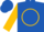 Royal blue, gold circle and cuffs on sleeves