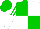 Green and white quartered, white stripes on sleeves, green and white halved cap