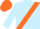 light blue, orange sash, light blue sleeves, white cuffs, orange cap