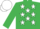 emerald green, white stars, emerald green sleeves, white cap