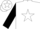 White with white star on black sleeves,'w' in black star on back