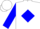White, blue diamond, blue sleeves, white cuffs