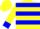 Yellow, blue hoops, blue bands and cuffs
