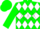 Green, white diamond hoop, white diamonds on green sleeves, green cap