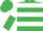Emerald green, white hoops, white and emerald green halved sleeves