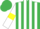 Emerald green and white stripes, white sleeves, yellow armlets, emerald green cap