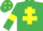 Emerald green, yellow cross of lorraine, armlets and diamonds on cap