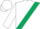 White, hunter green sash, hunter green band on sleeves