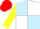 Light Blue and White quartered, Yellow sleeves, Red cap