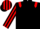 Black, red epaulets, striped sleeves and cap