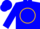 Blue, gold circle with buffalo and 'mas', two white hoops on blue slvs
