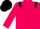 Hot pink, black epaulets, black cap