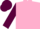Pink, maroon horseshoe, sleeves and cap