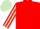 red, light green striped sleeves, light green cap