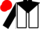 White, black yoke, black seams on sleeves, red cap