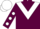 Maroon, white chevron, maroon sleeves, white spots, white cap