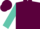 Maroon, turquoise sleeves